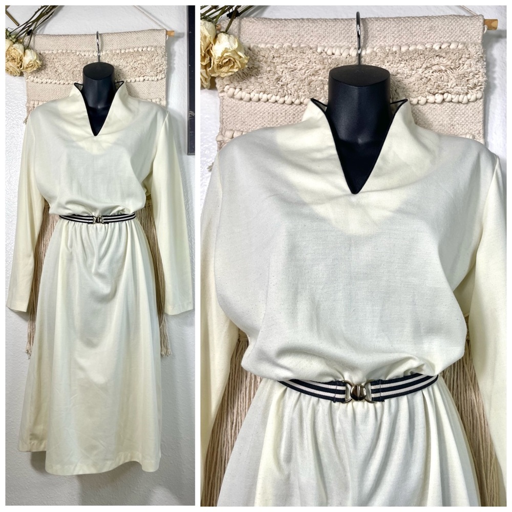 Vintage 70s Women’s White King Sleeve Dress  The Fashion Place Sears Dress Sz 16